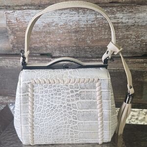 Galian Women's Ivory Croc-Embossed Top-Handle Bag